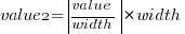 value2 =delim{|}{value/width}{|}*width
