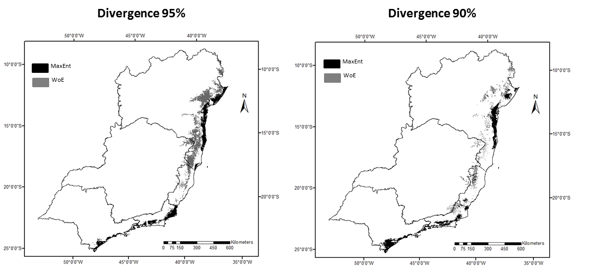 Figure 02: Similarity and disagreement comparing Maximum Entropy and Weights of Evidence methods + similarity index.