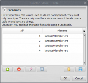 table with filenames